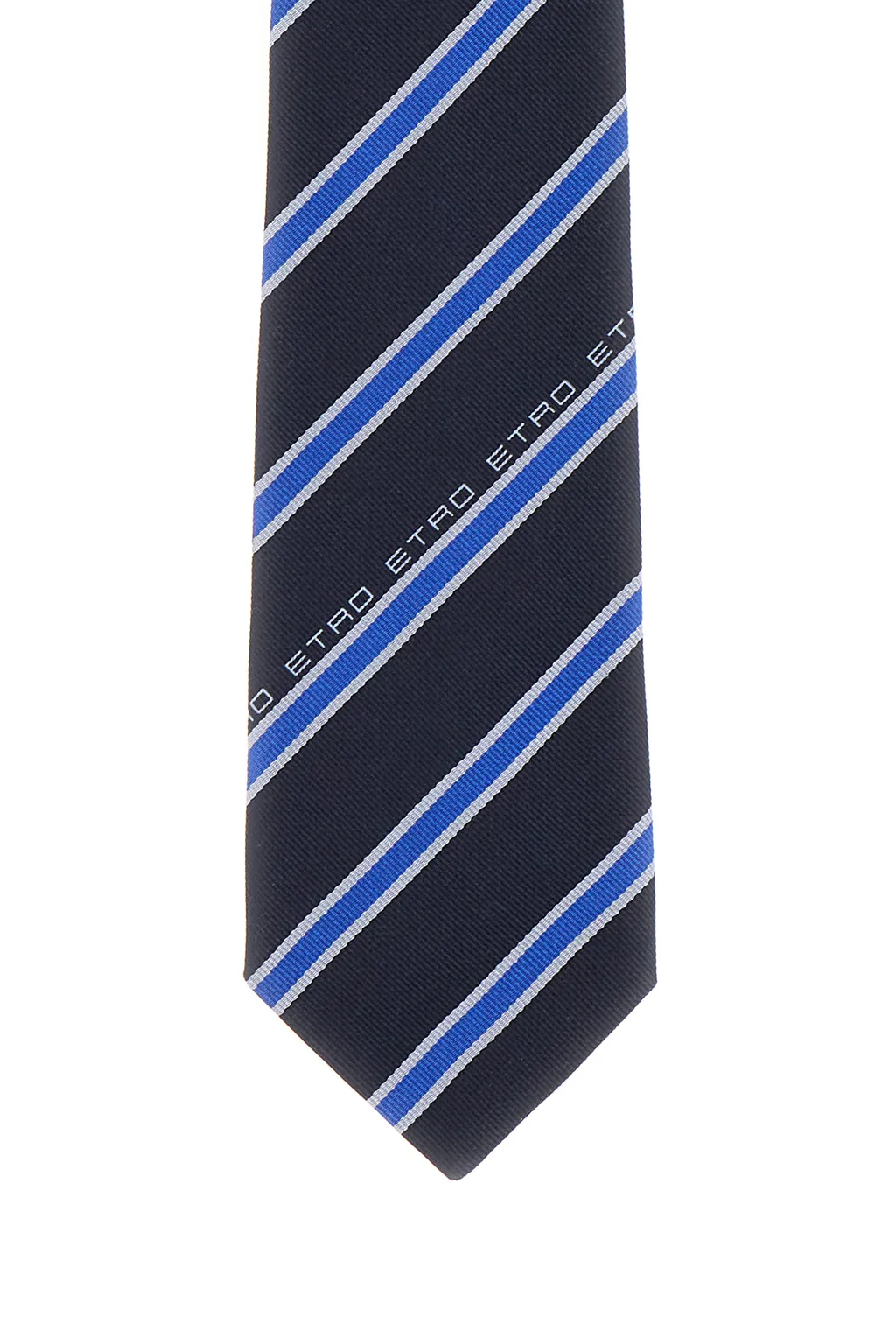 Etro Logo-Printed Pointed Tip Striped Tie