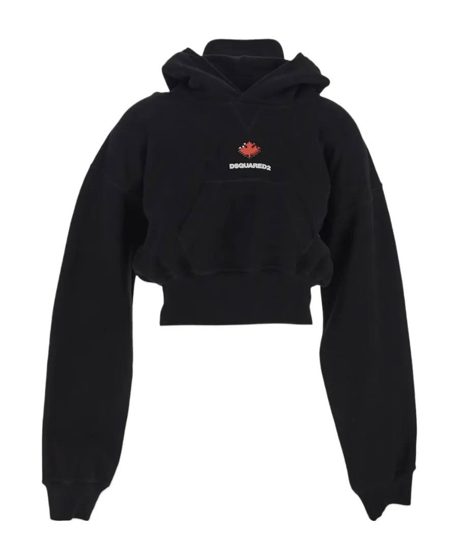 Dsquared2 Logo Printed Cropped Hoodie