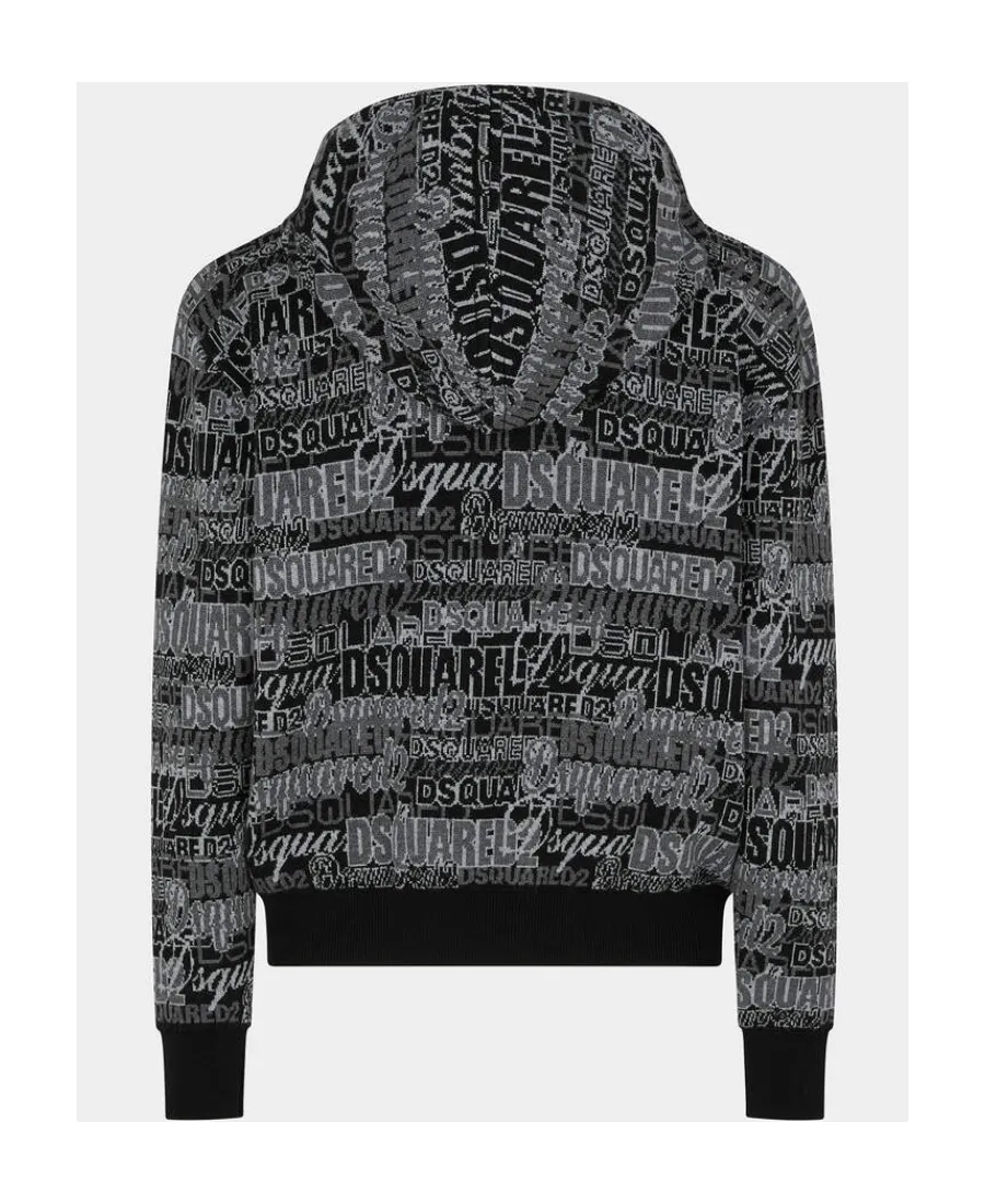 Intarsia-Knit Drawstring Hoodie