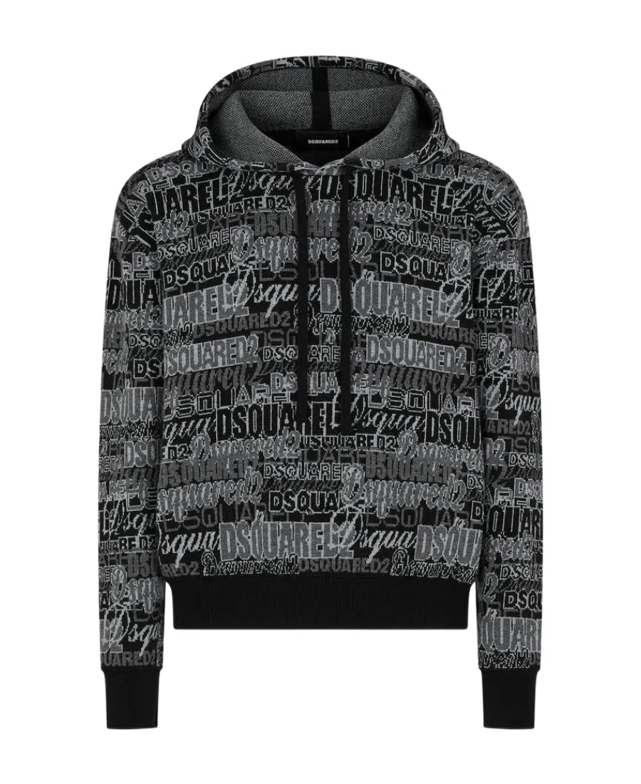 Intarsia-Knit Drawstring Hoodie
