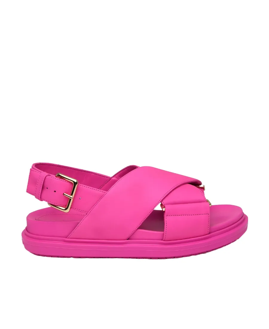 Marni Logo Embossed Buckled Sandals