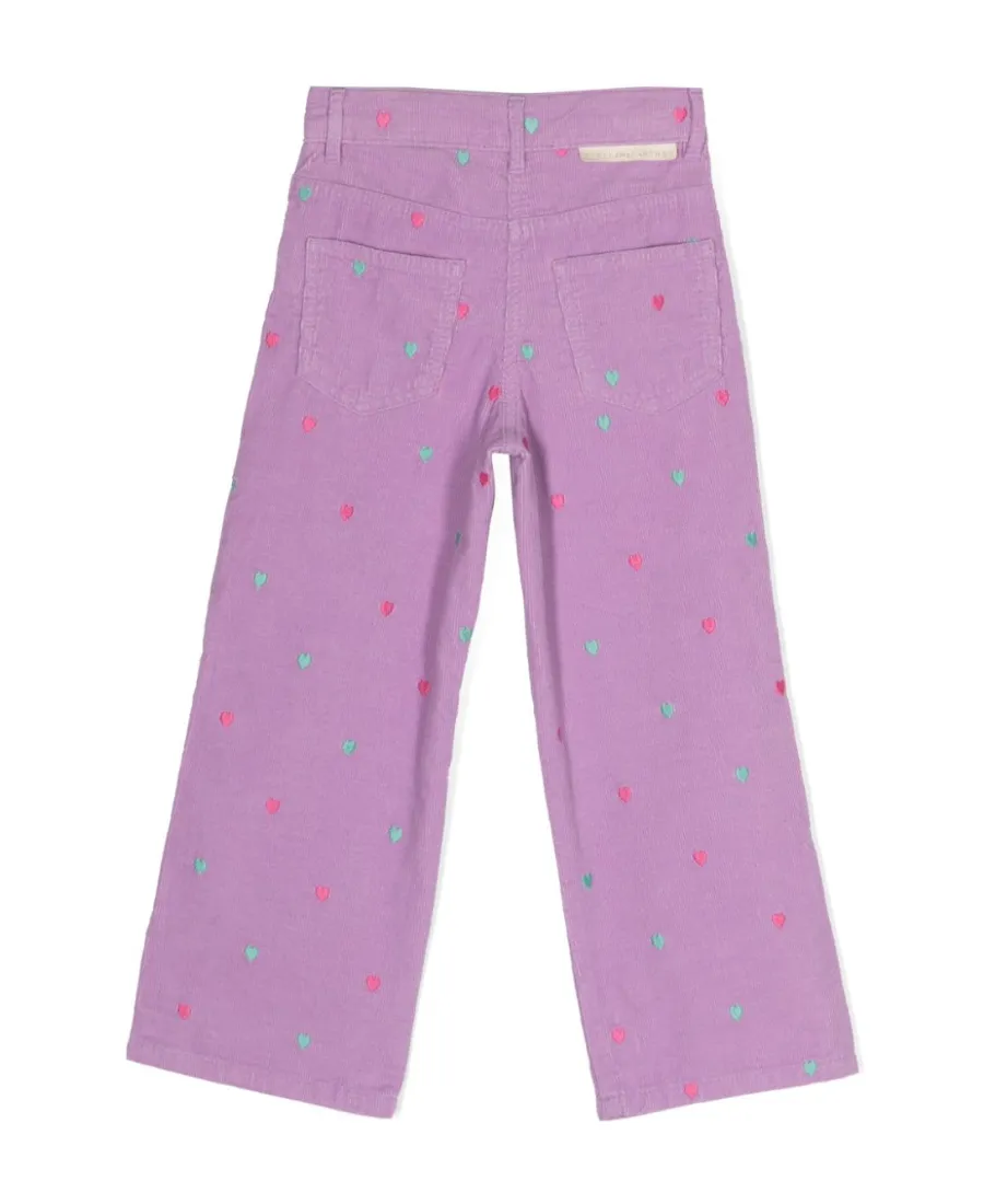 Stella Mccartney Kids High-Waist Heart-Embroidered Trousers