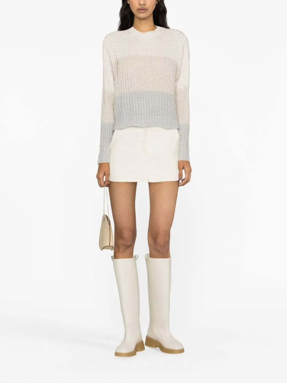 Panelled-Design Chunky-Knit Jumper