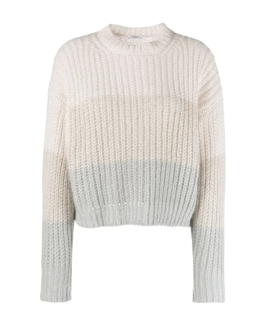 Panelled-Design Chunky-Knit Jumper