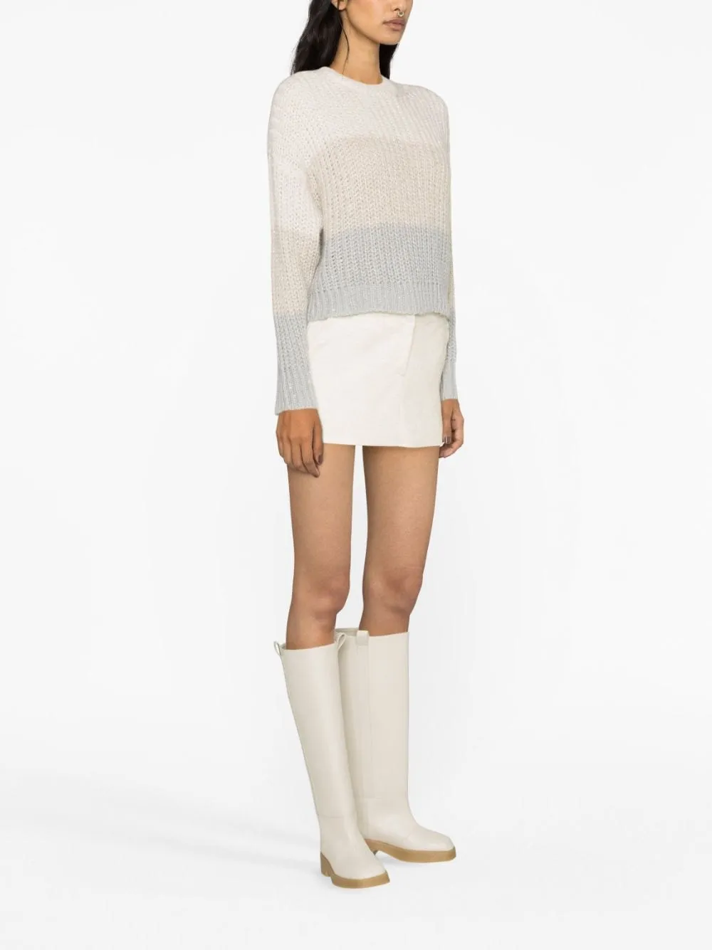 Panelled-Design Chunky-Knit Jumper