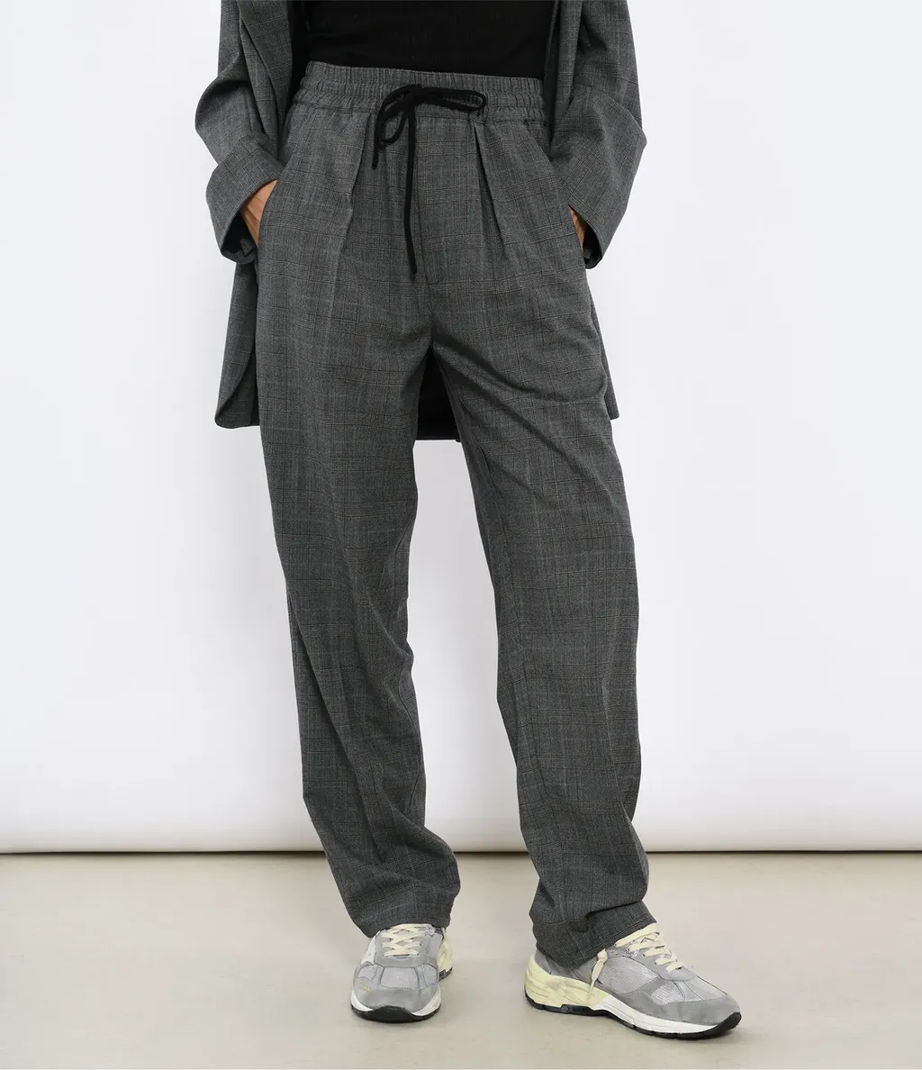 Priska High-Waist Plaid Trousers