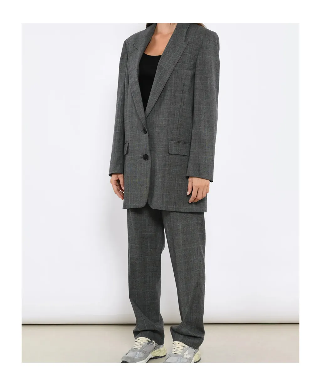 Priska High-Waist Plaid Trousers