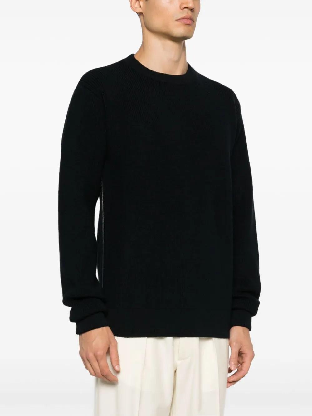 Side Zip Detail Wool Jumper