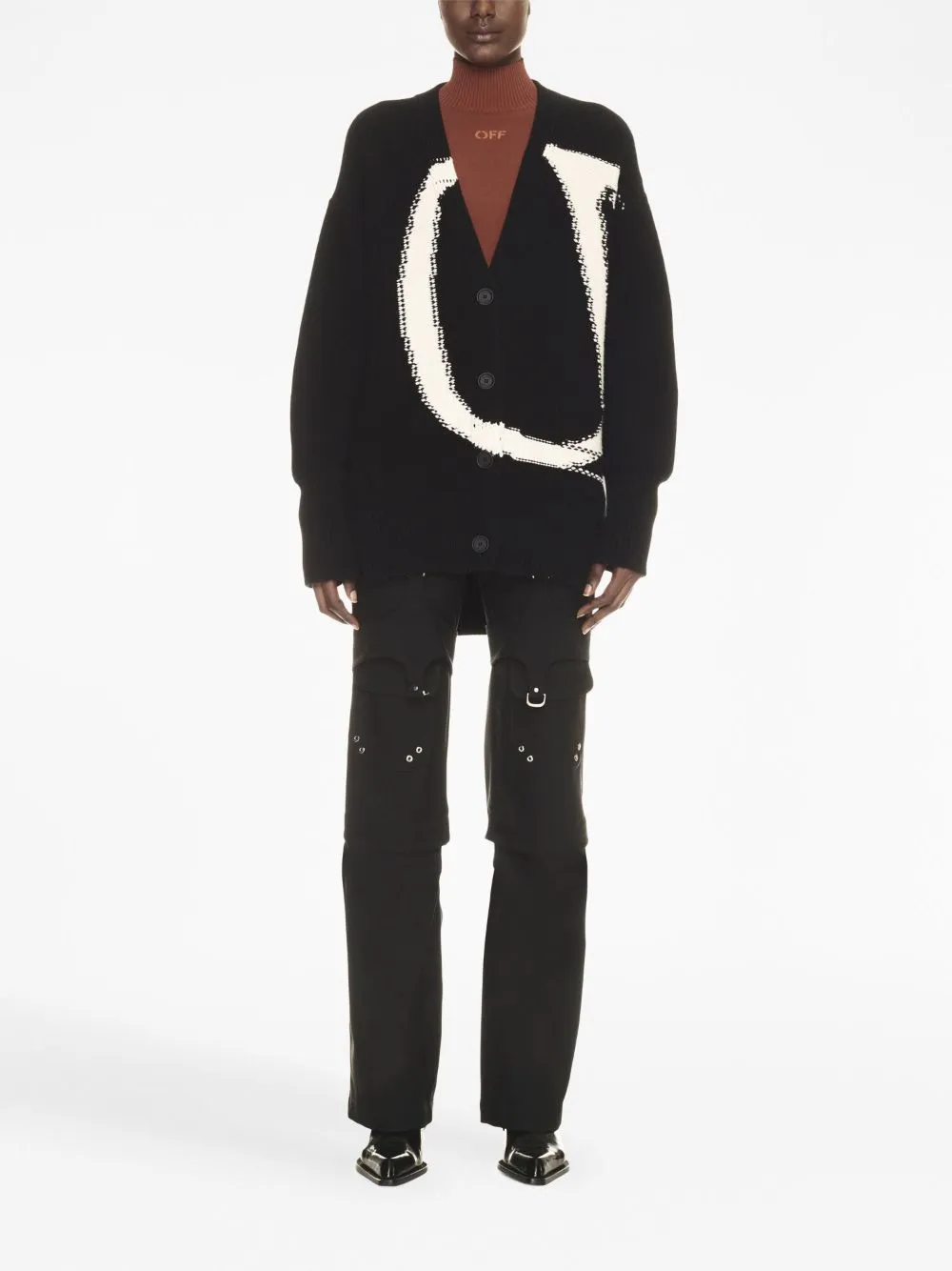 Logo-Intarsia Wool Cardigan