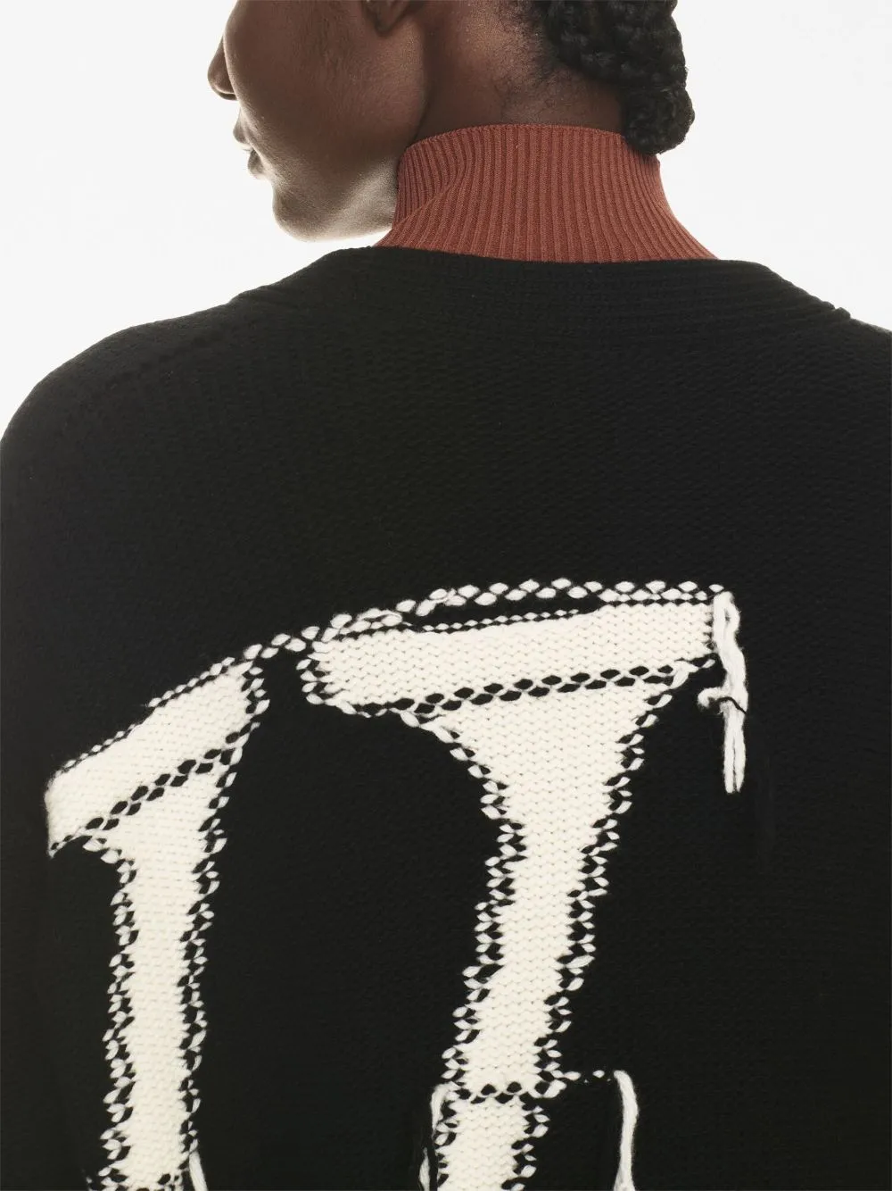 Logo-Intarsia Wool Cardigan