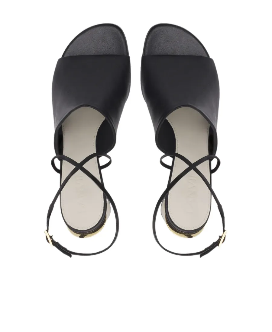 Lanvin Metallic-Heel Ankle Strapped Sandals