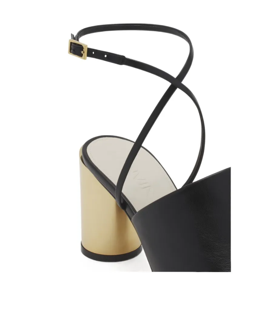Lanvin Metallic-Heel Ankle Strapped Sandals