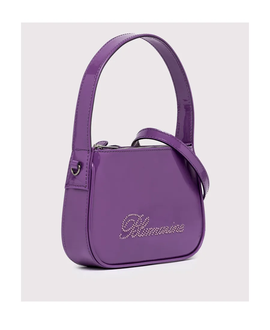 Patent-Finish Rhinestone Tote Bag