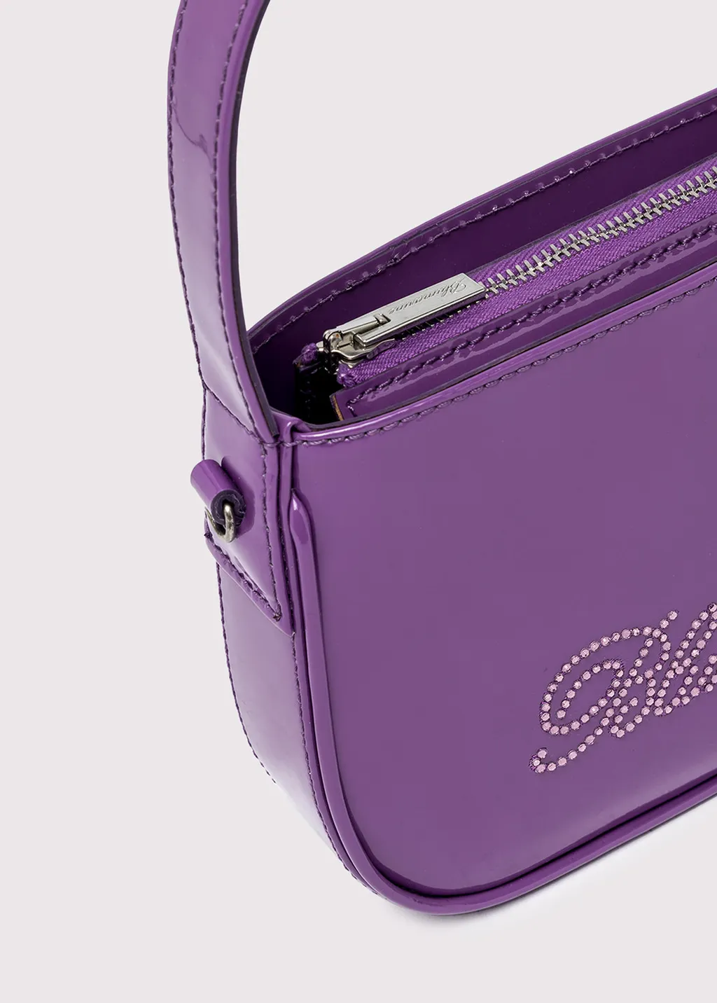 Patent-Finish Rhinestone Tote Bag