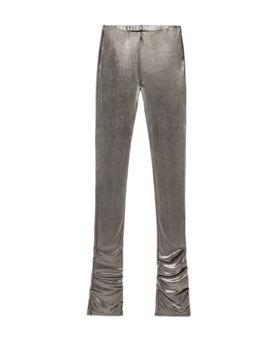 Blumarine Laminated-Finish Puddle-Hem Stretch Leggings