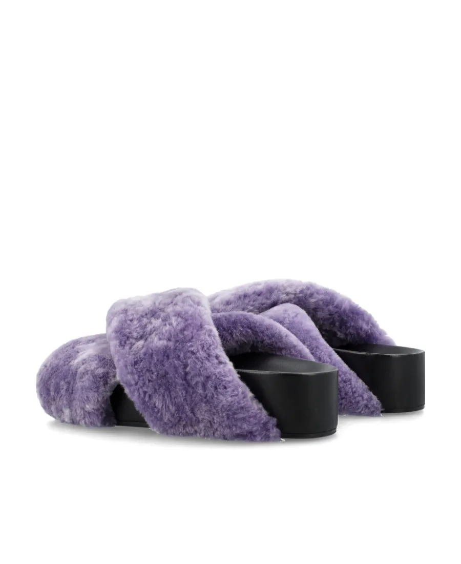 Jil Sander Shearling Open-Toe Sandals