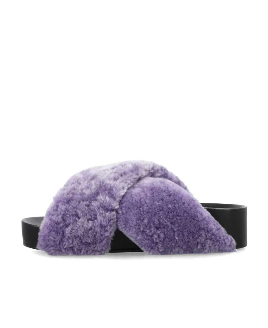 Jil Sander Shearling Open-Toe Sandals