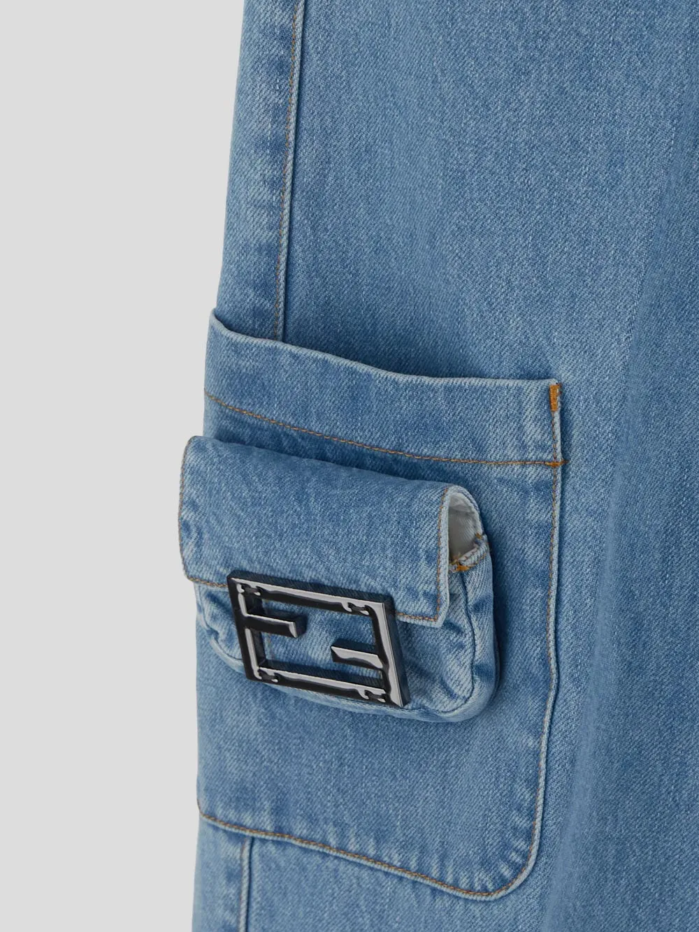 Fendi Kids Double F Straight Leg Denim Jeans