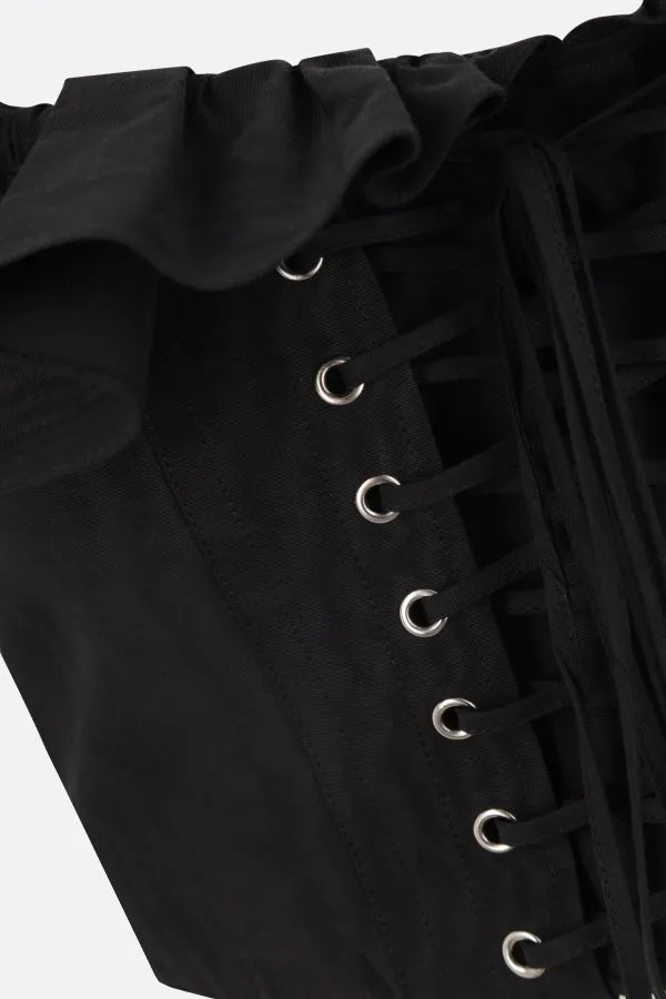 Alessandra Rich Ruffled Cropped Lace-Up Blouse