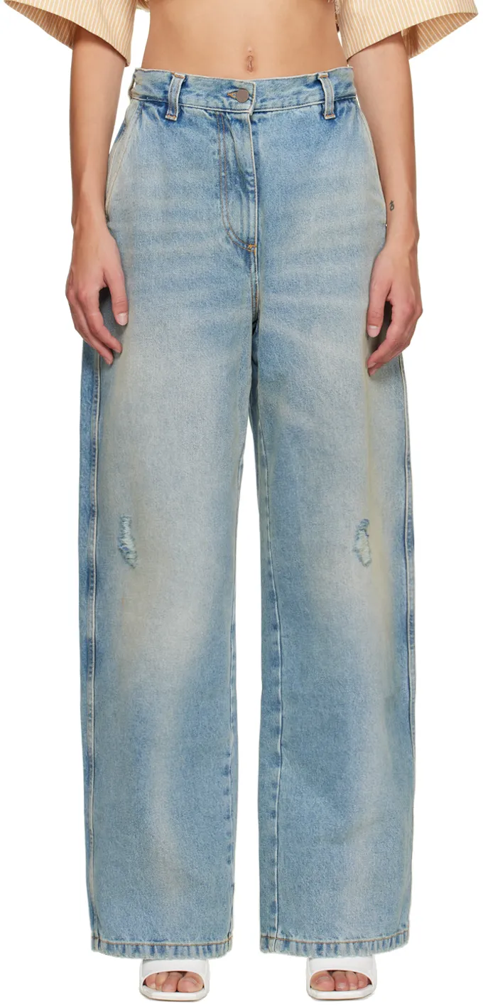Palm Angels Paris Low-Rise Wide-Leg Jeans