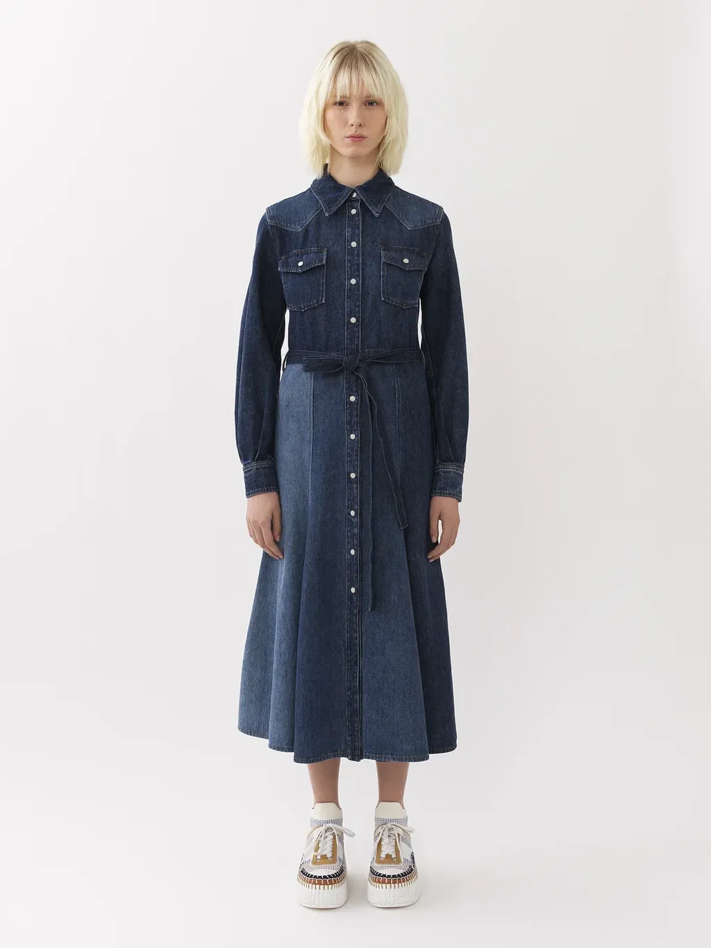 Belted Denim Shirtdress