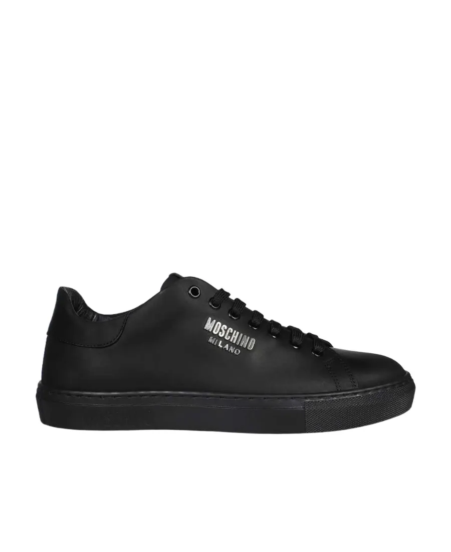 Logo-Plaque Leather Sneakers
