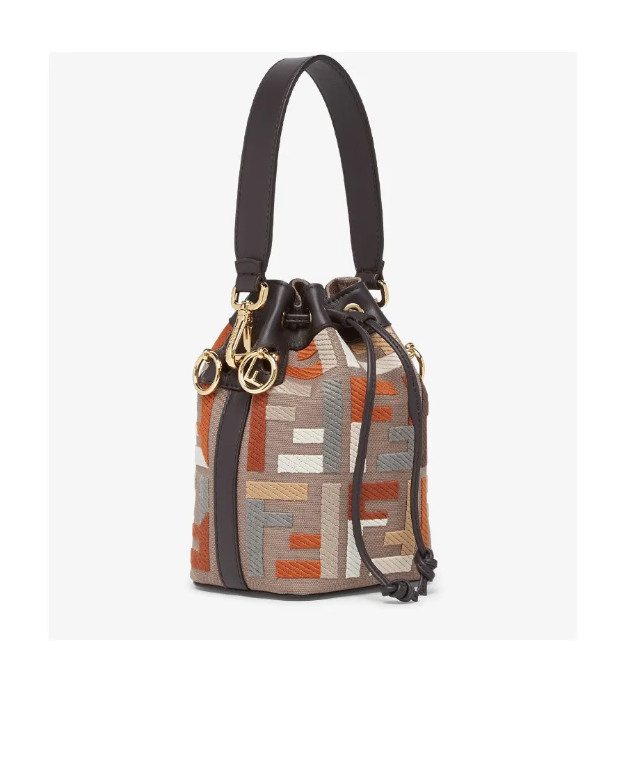 Multicolour Canvas Mini-Bag With Ff Embroidery