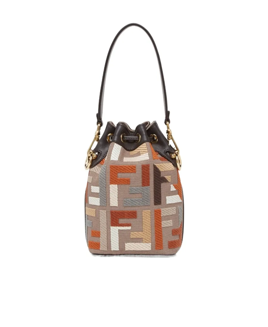 Multicolour Canvas Mini-Bag With Ff Embroidery