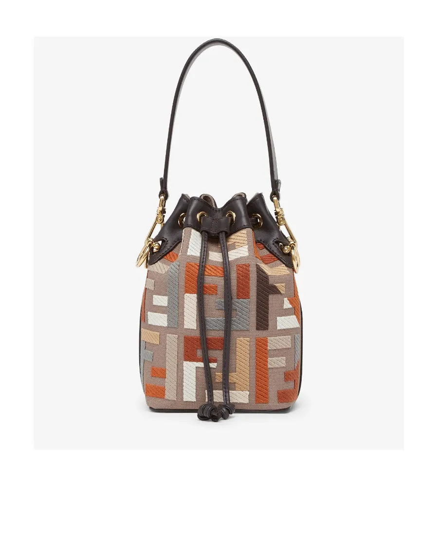 Multicolour Canvas Mini-Bag With Ff Embroidery