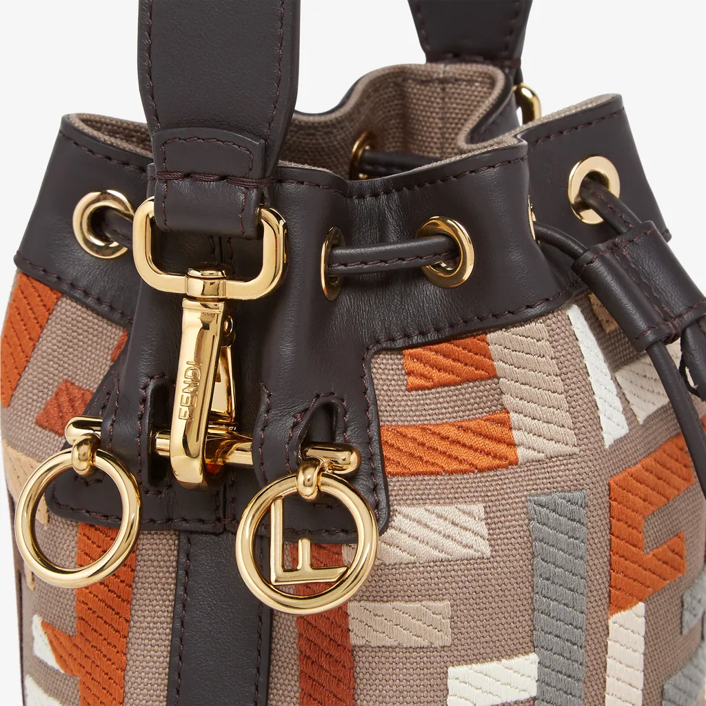 Multicolour Canvas Mini-Bag With Ff Embroidery