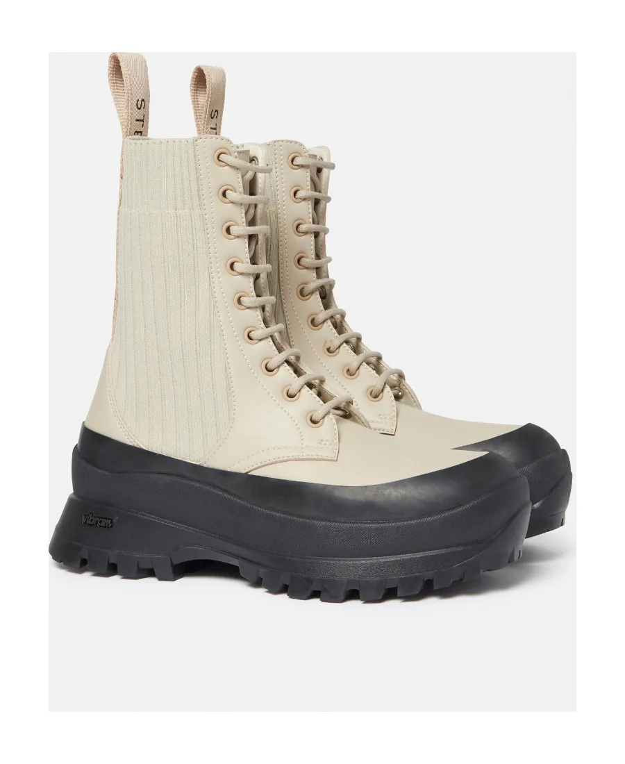 Stella Mccartney Chelsea Knit Lace-Up Trace Boots