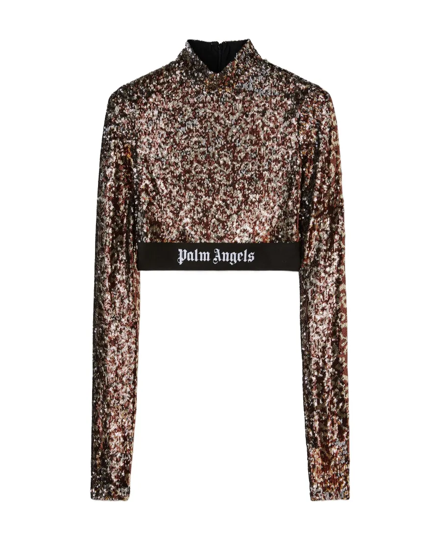 Palm Angels Sequin Embellished Cropped Top