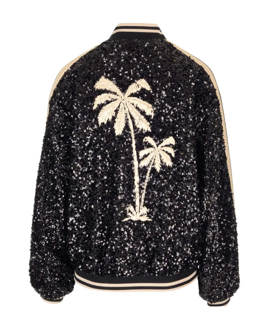 Palm Angels Sequin Embellished Zipped Jacket