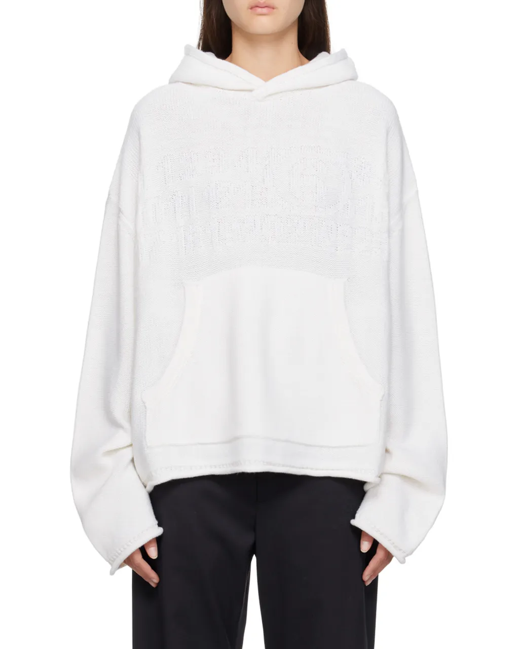Mm6 Maison Margiela Logo Detailed Textured Hoodie