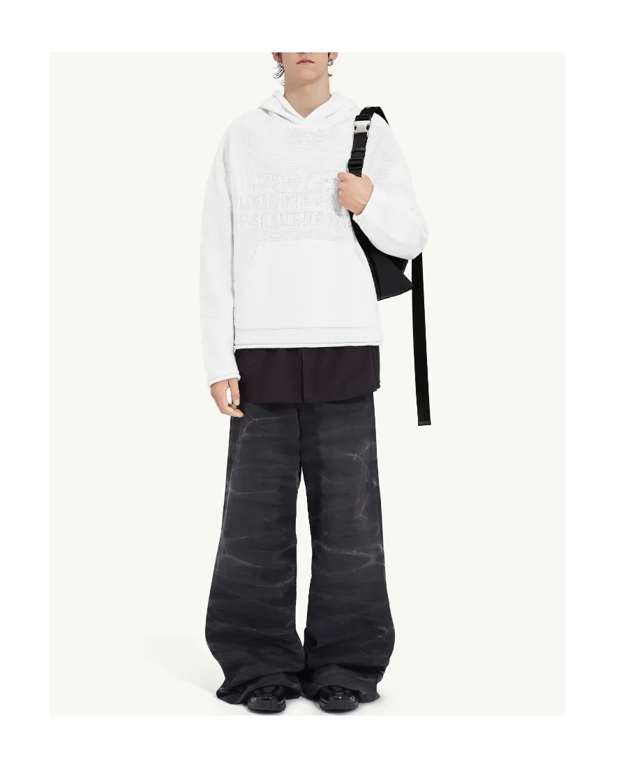 Mm6 Maison Margiela Logo Detailed Textured Hoodie