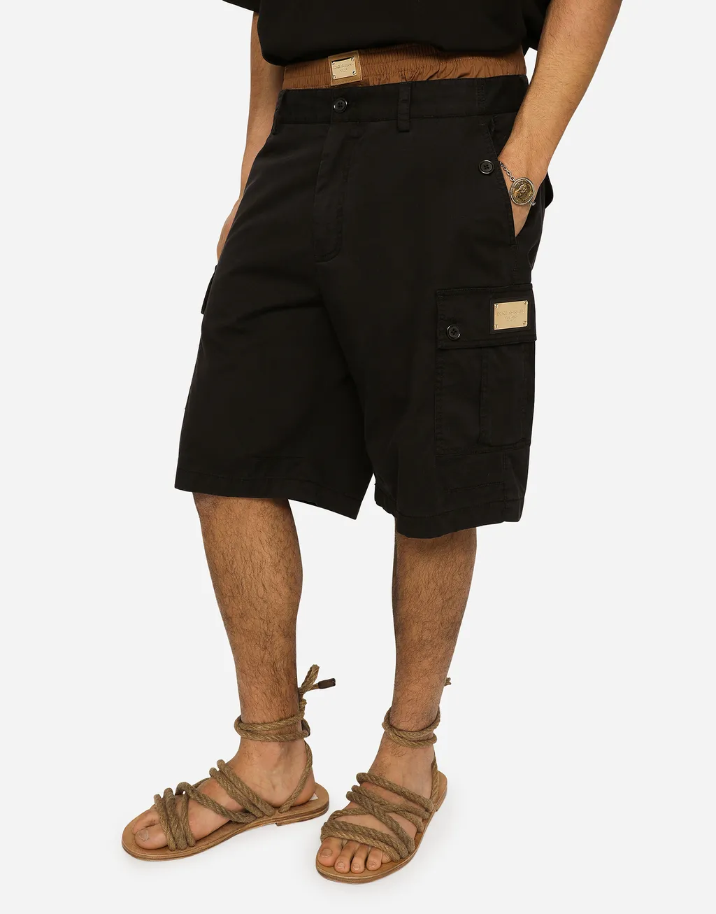 Dolce & Gabbana Brand Plate Stretch Cargo Shorts