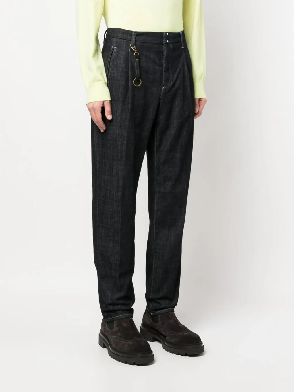 Straight-Leg Pleat-Detail Jeans