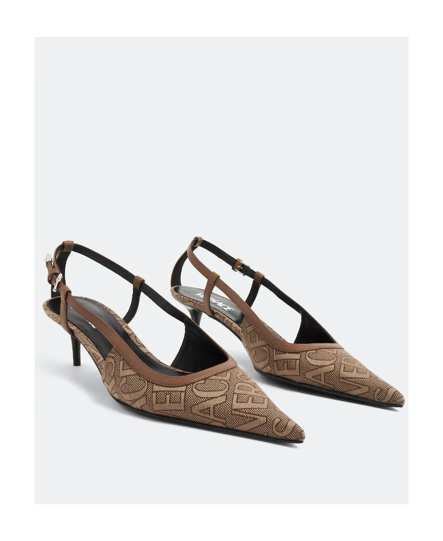 Versace Logo Jacquard Slingback Pumps