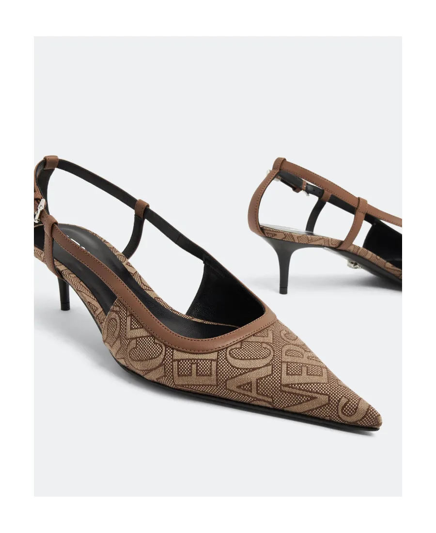 Versace Logo Jacquard Slingback Pumps
