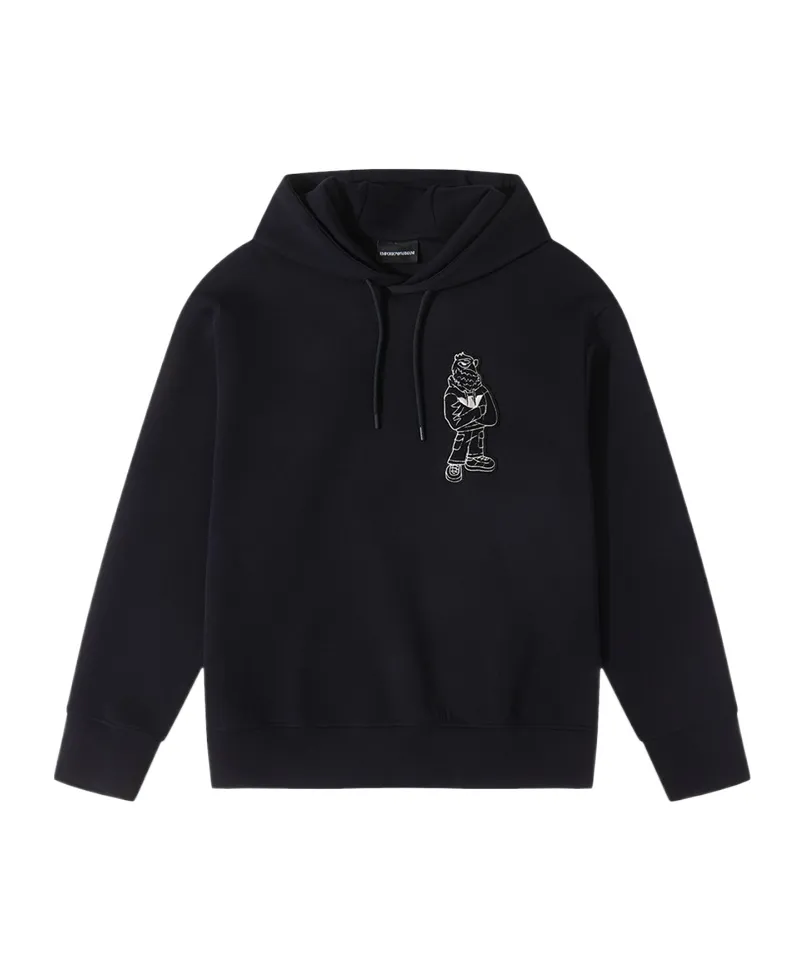 Patch-Detail Drawstring Hoodie