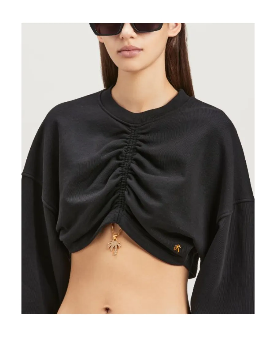Palm Angels Ruched-Detailed Palm Plaque Sweatshirt