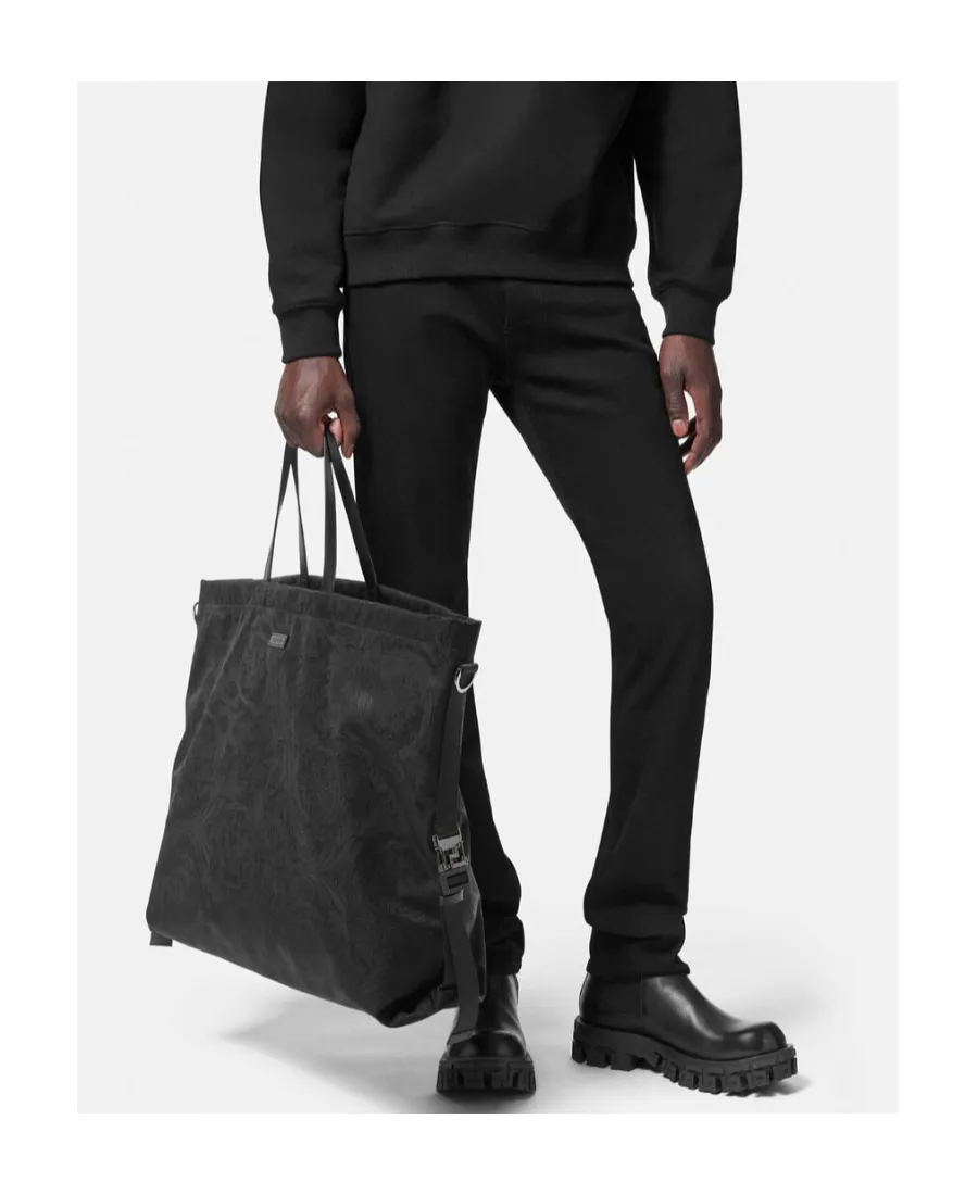 Versace Logo-Patch Open-Top Tote Bag