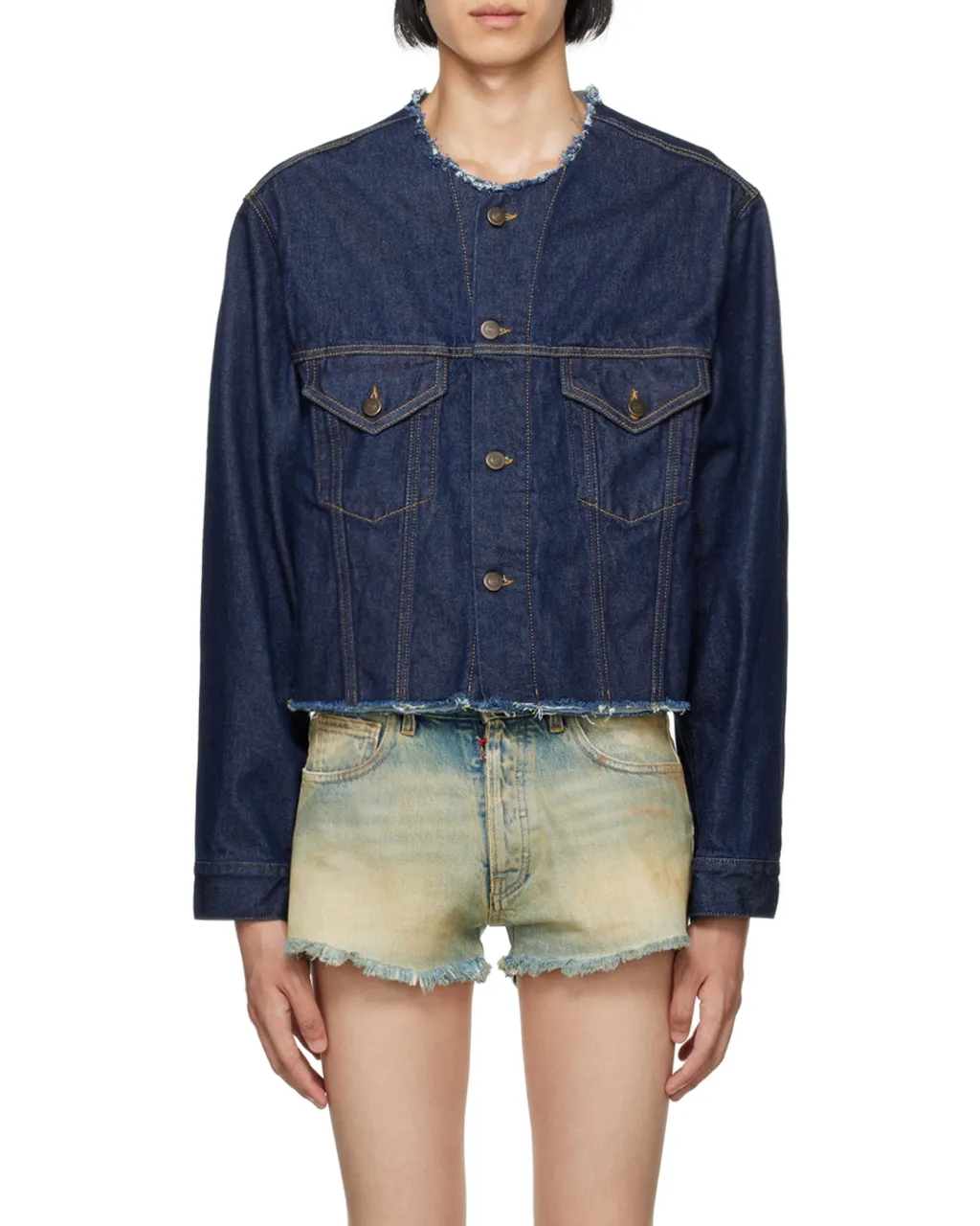 Collarless Denim Jacket