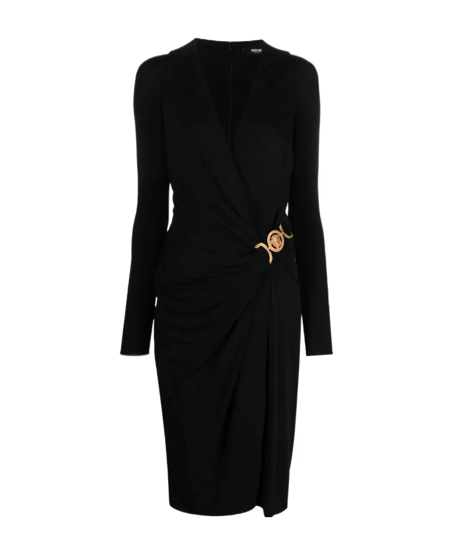 Versace Medusa '95 V-Neck Midi Wrapped Dress