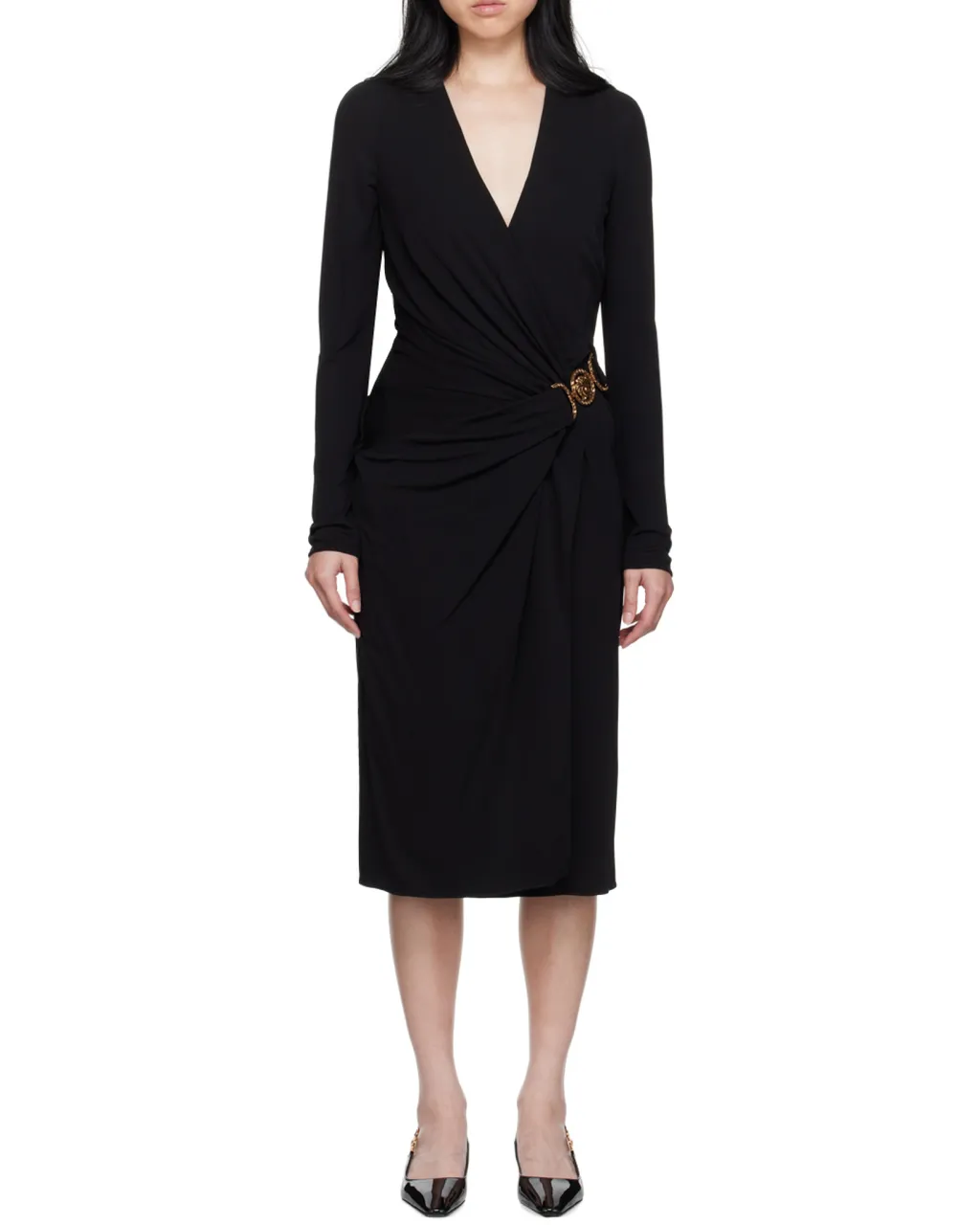 Versace Medusa '95 V-Neck Midi Wrapped Dress