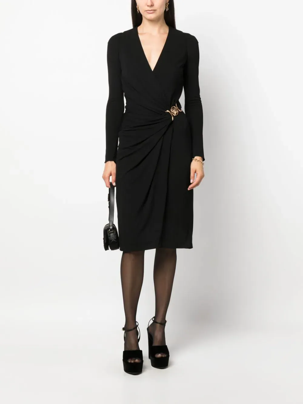 Versace Medusa '95 V-Neck Midi Wrapped Dress