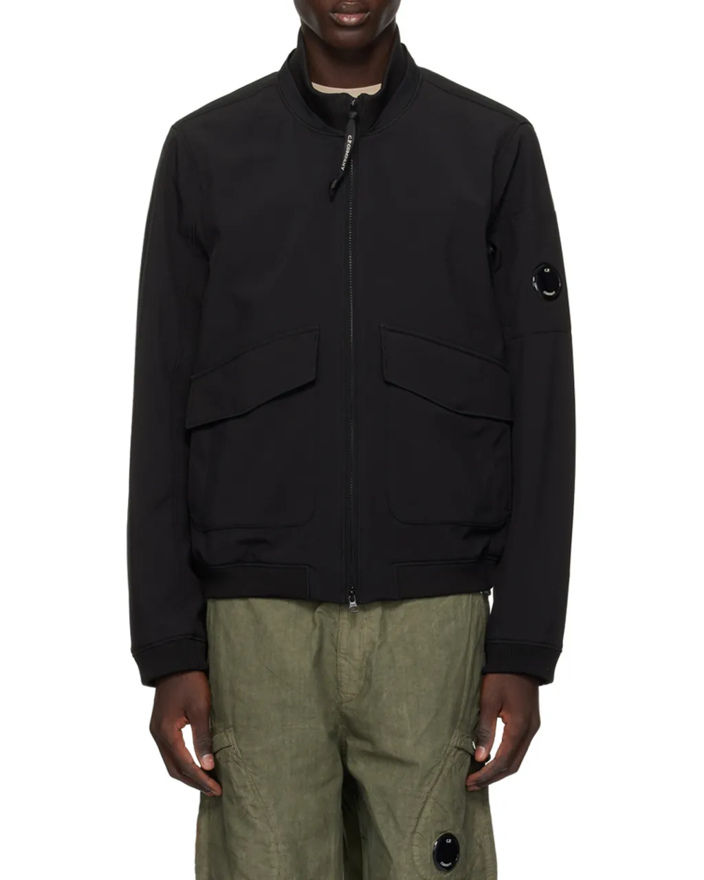 Lens-Detail Zip-Up Bomber Jacket