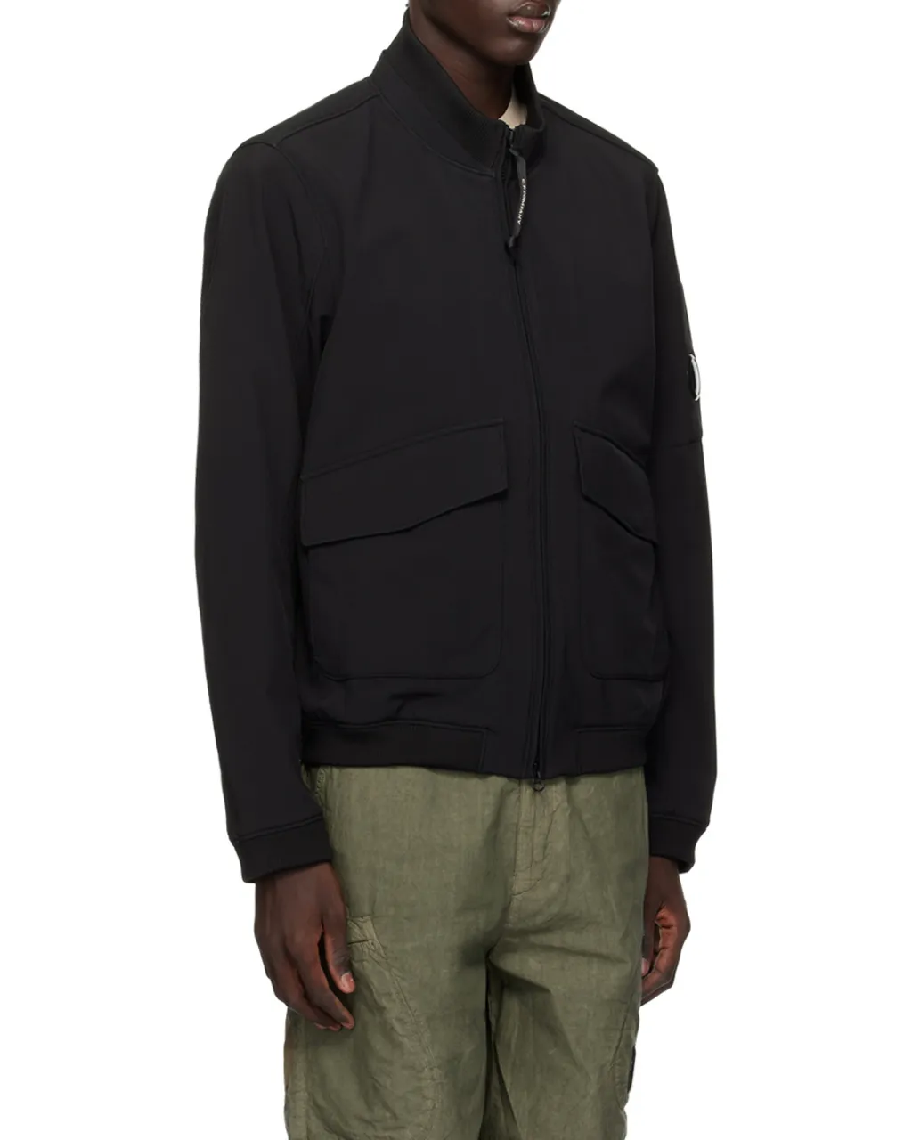 Lens-Detail Zip-Up Bomber Jacket