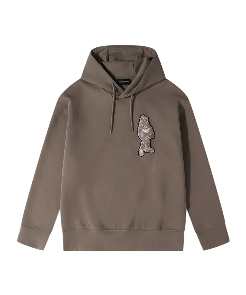 Patch-Detail Drawstring Hoodie