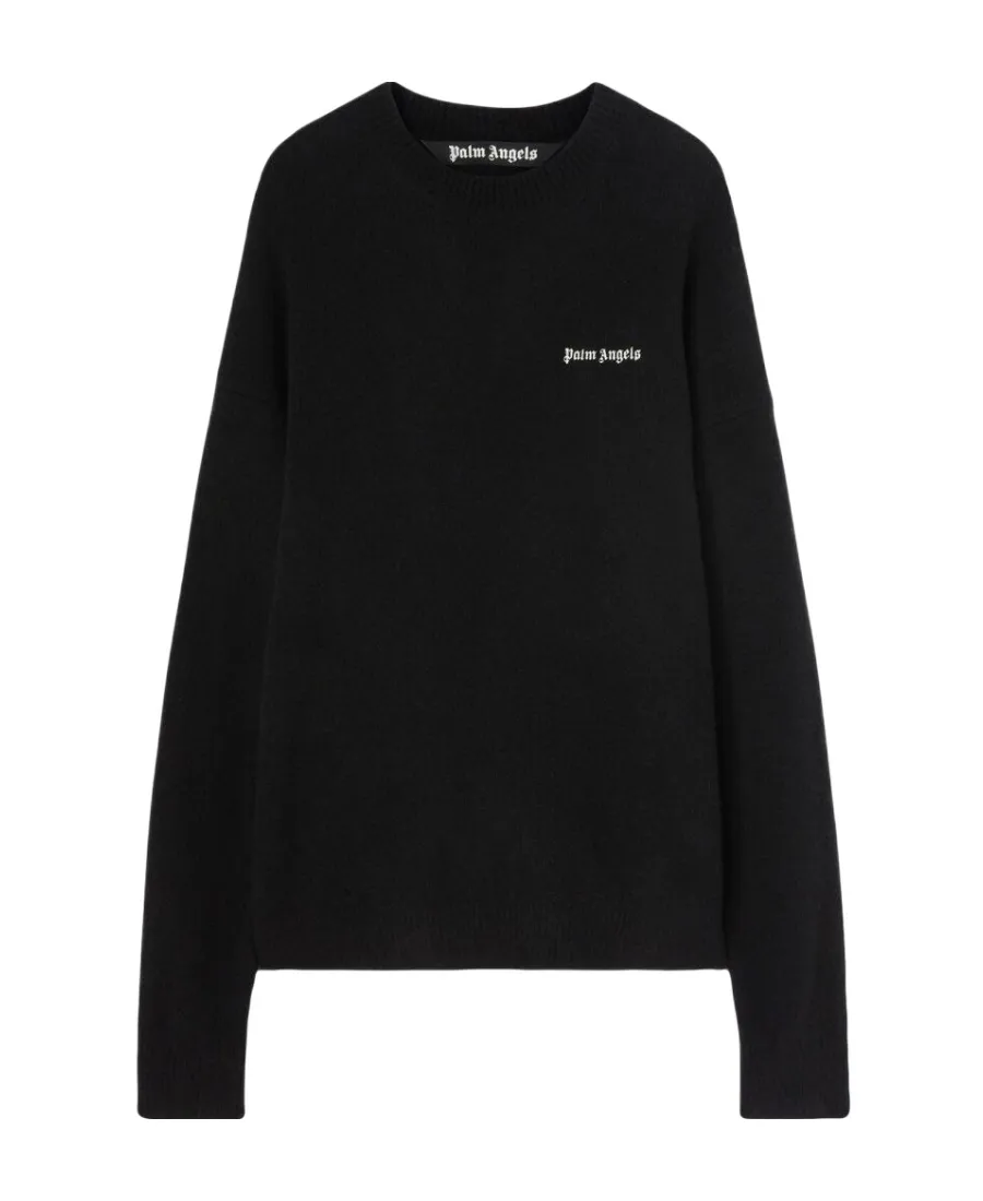 Palm Angels Logo Embroidered Knitted Jumper